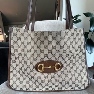 Gucci horsebit tote shoulder bag. used, interior pen ink stains